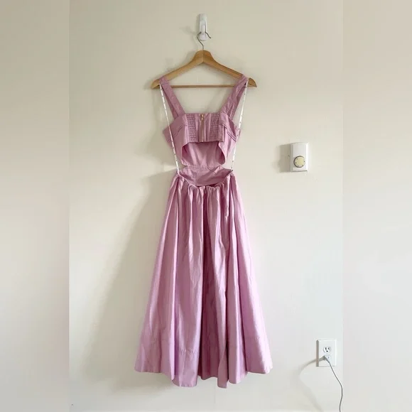 Aje Frequency Midi Dress Women’s Size 0 Cutout Cotton Pink - Picture 6 of 12